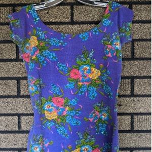 Betsey Johnson purple floral top scoop neckline